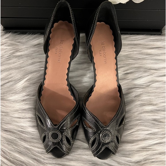 Liz Claiborne Flex ๐ Womens Black Open Toe High Heels - Picture 6 of 10